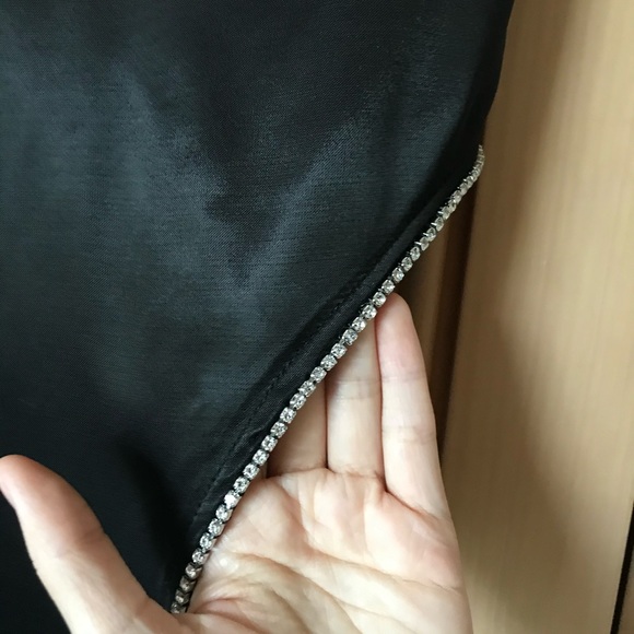 NEW Zara black satin slit skirt with crystal jewel details, Blogger favorite - Picture 5 of 13